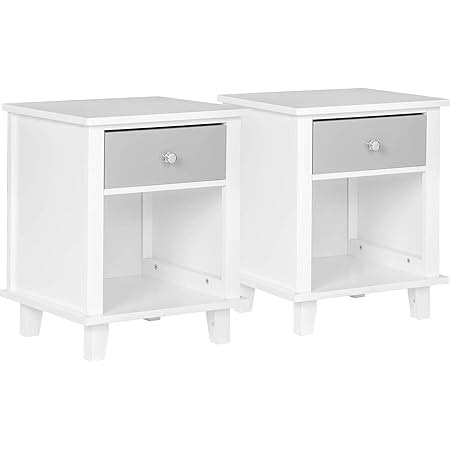 WOLTU Set Of 2 Bedside Table White With Drawer And Storage Unit Side