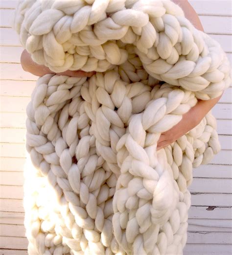 Giant Super Chunky Knit Wool Blanket The Green Head