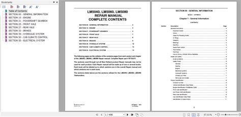 New Holland LM5040 LM5060 LM5080 Repair Manual 87755314