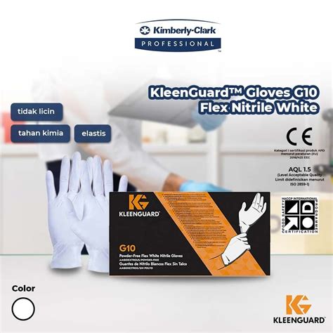 Jual KLEENGUARD G10 Flex White Nitrile Gloves Sarung Tangan Nitril