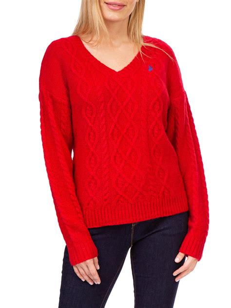 Us Polo Assn V Neck Cable Knit Sweater