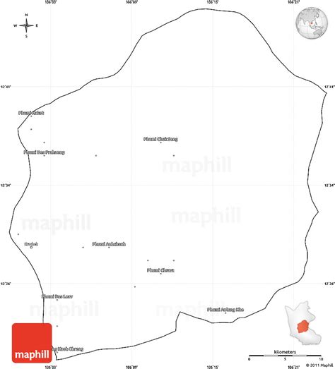 Blank Simple Map of Kratie, cropped outside