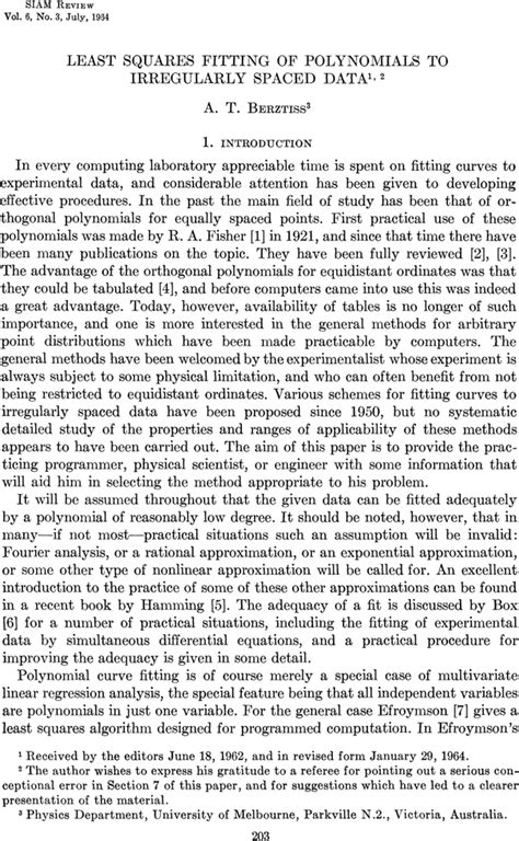 Least Squares Fitting Of Polynomials To Irregularly Spaced Data Siam