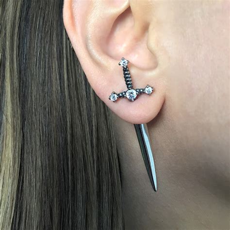 Sword Earrings Dagger Earrings Front Back Earrings Gothic Jewelry