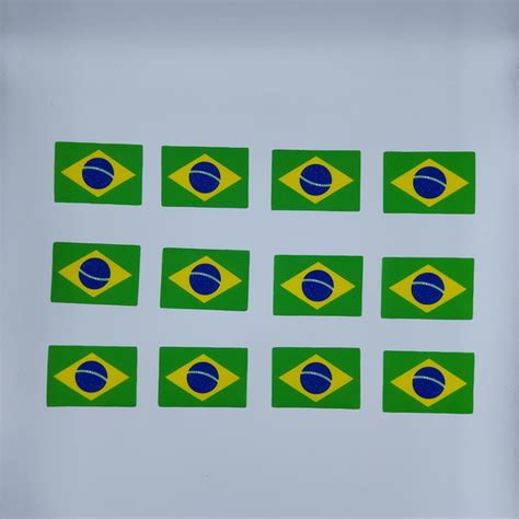 12 Bandeira Brasil Termocolante Aplique Estampado P Tecido