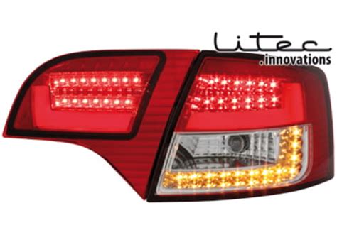 LITEC Lampy Tylne LED Audi A4 B7 Avant 04 08 LightBar Red Crystal