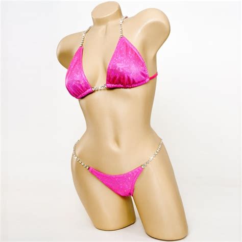 Hot Pink Hologram Bikini Competition Suit With By Aspireswimwear