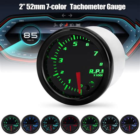 Universal Inch Mm Tachometer Tach K Rpm Gauge Digital Color Led