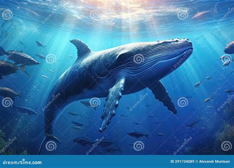 Big whale underwater stock illustration. Illustration of wildlife - 291734089