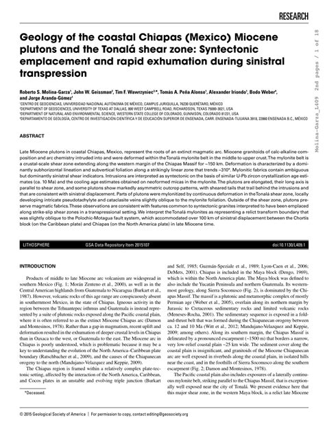 Pdf Geology Of The Coastal Chiapas Mexico Miocene Plutons And The