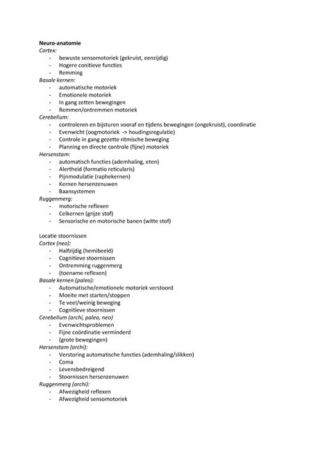 College Aantekeningen IVT Centraal Neurologische Aandoeningen College