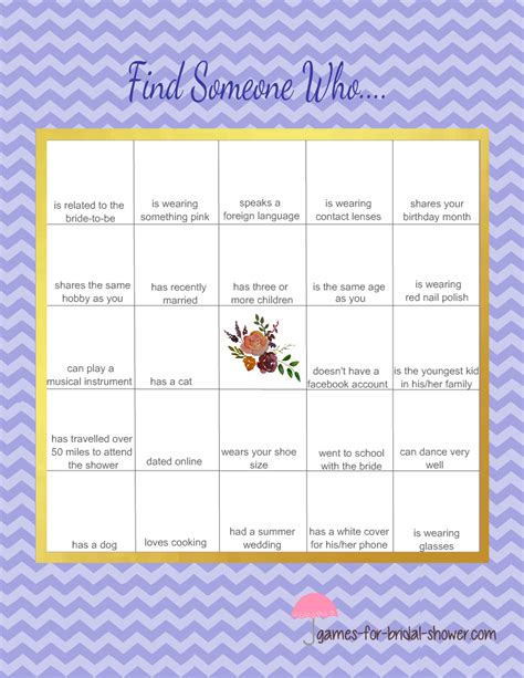 Free Printable Bridal Shower Guest Bingo Game