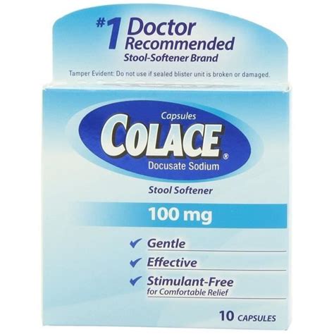 Colace Docusate De Sodium Tabouret Softner Mg Capsules Count