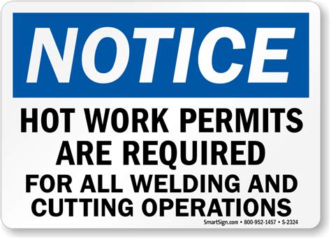 Hot Work Area Permit Signs - MySafetySign.com