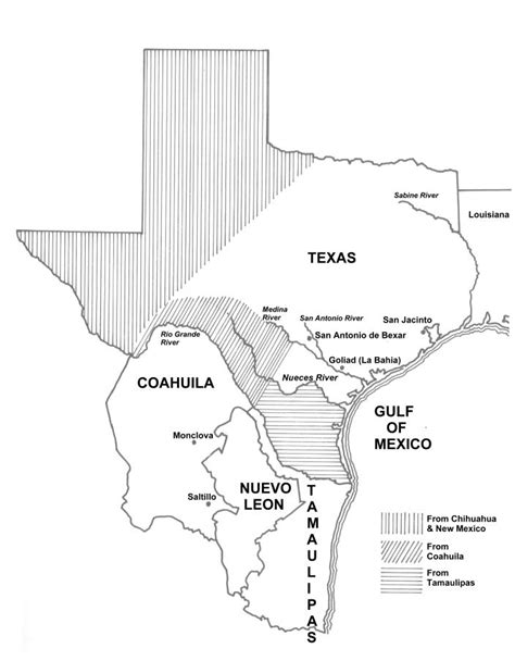 Historical Map of Texas - Annexation to the U.S.