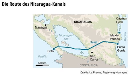 Route of New Nicaragua Canal Unveiled [610 x 343] : MapPorn