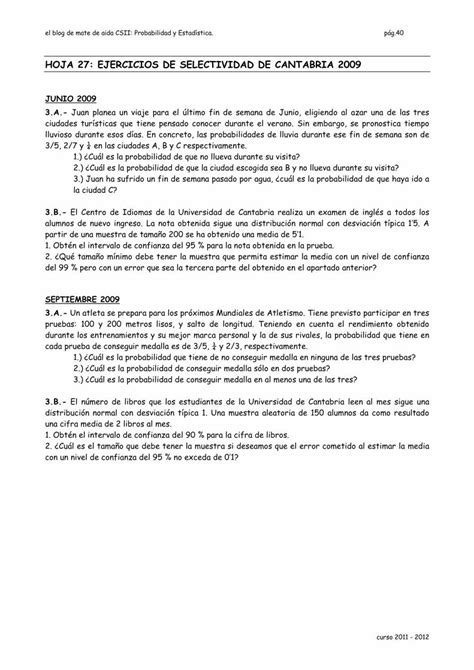 PDF HOJA 27 EJERCICIOS DE SELECTIVIDAD DE Blog De Mate De Aida