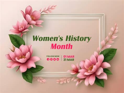 Premium Psd Womens History Month Floral Decorations With A Colourful Flowers