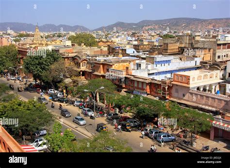 Jaipur city seen from Hawa Mahal, Rajasthan, India. Jaipur is the ...