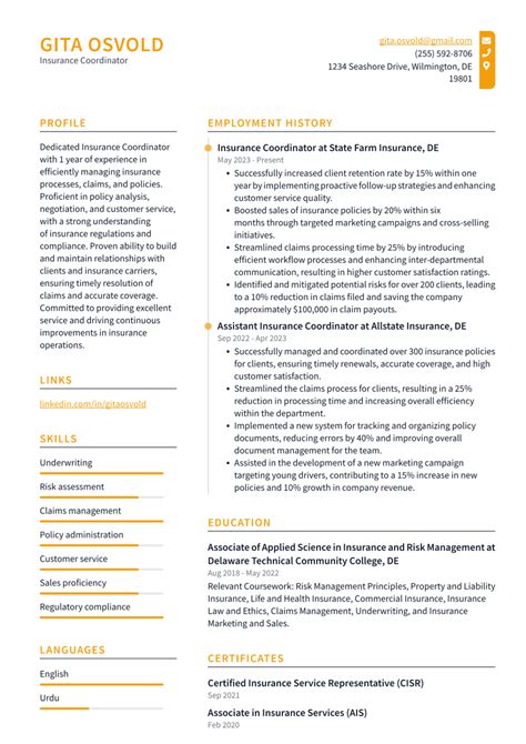 Top Insurance Coordinator Resume Objective Examples