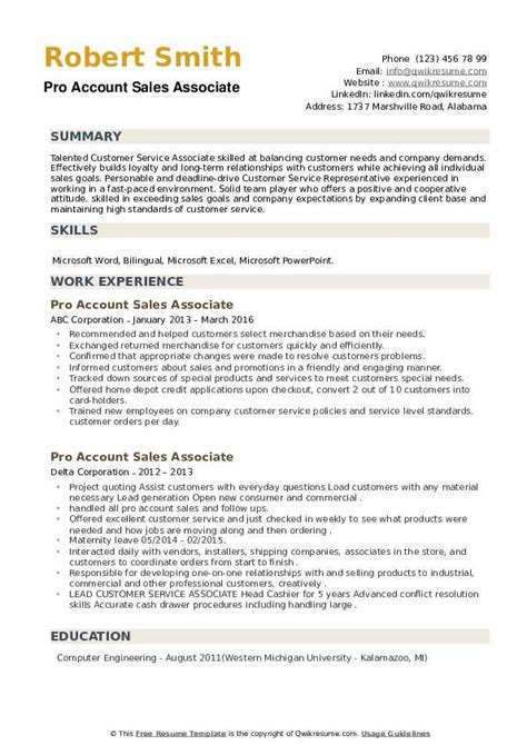 Home Depot Sales Associate Resume