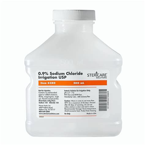 Sterile Irrigation Solution Usp Normal Saline 500ml Sodium Chloride 0 9 Fabricating And