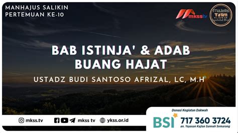 Pertemuan Ke 10 Istinja Adab Buang Hajat Ustadz Budi Santoso