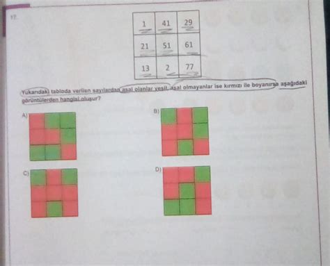A 1 C 21 13 41 29 Yukarıdaki tabloda verilen sayılardan asal olanlar
