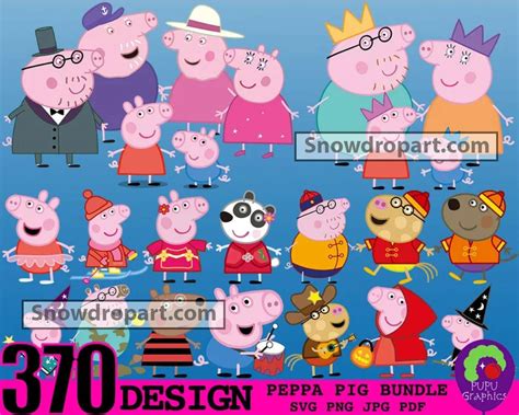 370 Peppa Pig Svg Bundle Peppa Pig Svg Peppa Pig Birthday Snowdrop