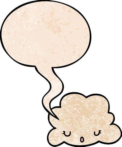 Cute Cartoon Cloud And Speech Bubble In Retro Texture Style 10064449