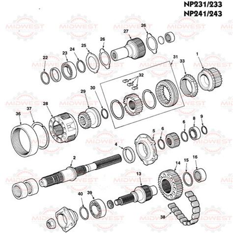 Np231 Transfer Case Diagram Parts Illustration Np231 Np233