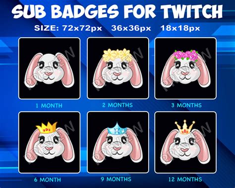 Rabbits Sub Bit Badges For Twitch Loyalty Badges Pack For Etsy