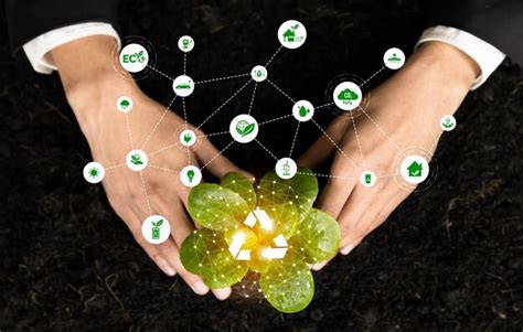 Empresario cultivando y cultivando plántulas de plantas con símbolo de