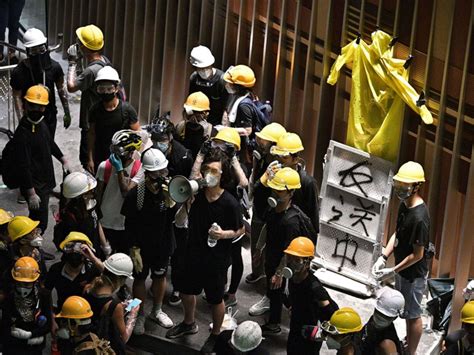 Protesters In Hong Kong Bash Legislative Council On Anniversary Of