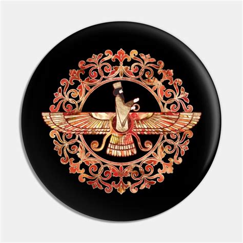 Farohar Faravahar Fravashi Marble And Gold Farohar Pin Teepublic