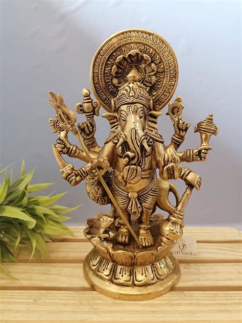 Buy Craftvatika Kan Drishti Ashtabhuja Dhari Ganesh Brass Idol Ganesha