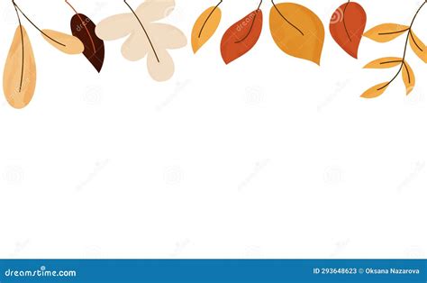 Minimalist Autumn Background with Colorful Leaves Stock Vector ...