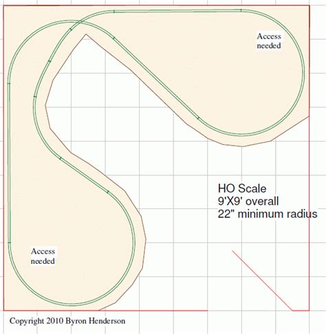 HO scale walk-in track plan in 9X9 ft., 22 in. R | TrainBoard.com - The ...