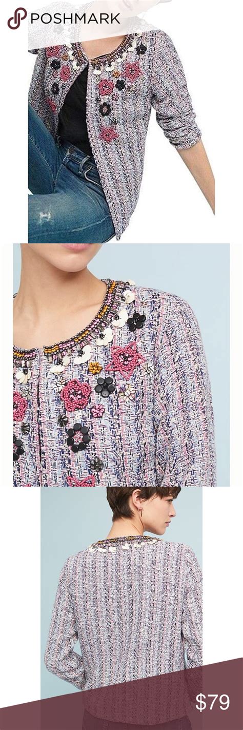 Anthropologie Suzy Embellished Tweed Jacket Xs Nwt Anthropologie Suzy