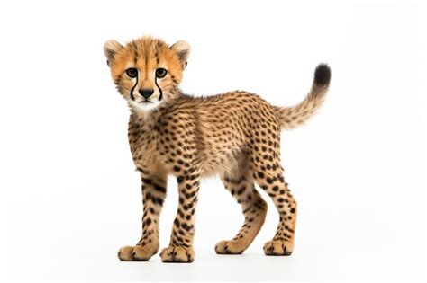 Premium Ai Image A Cheetah Cub Standing On A White Surface