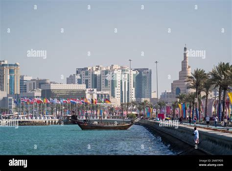 Morning view of Doha corniche, Qatar Stock Photo - Alamy