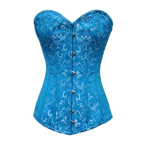 Costume Turquoise Brocade Long Line Overbust Corset Overbust Corset