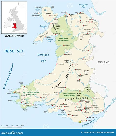 Vector Map of the British Country of Wales Stock Vector - Illustration ...