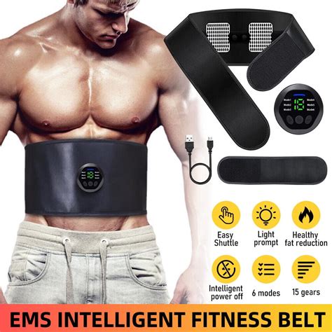 ABS Stimulator EMS Abdominal Toning Trainer Exerciser Belt Ab Workout ...