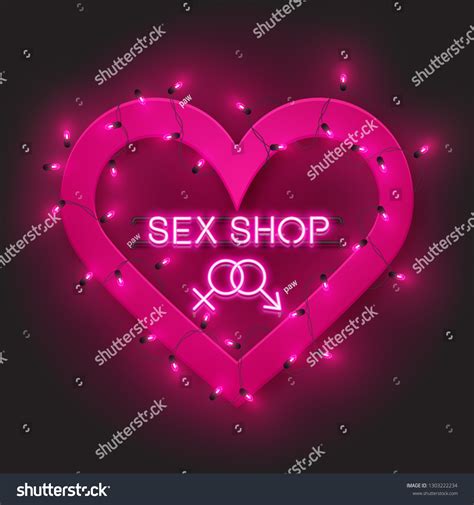 Sex Shop Advertisement Neon Realistic Text Stock Vector Royalty Free Shutterstock