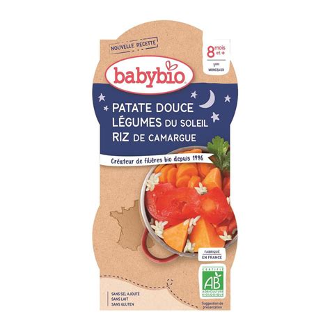 Babybio Patate Douce Légumes du soleil Riz de Camargue Bio Bol Bébé