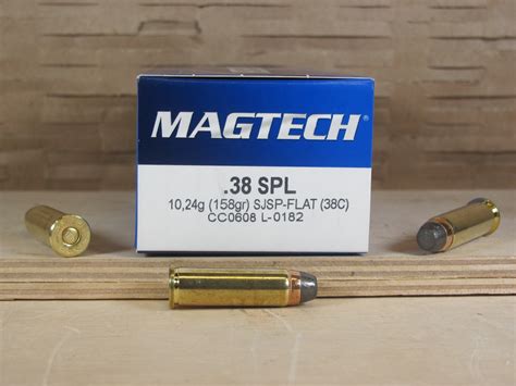 50 Round Box 38 Special 158 Grain SJSP Flat Magtech Ammo 38C