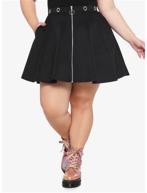 Black Grommet O Ring Skater Skirt Plus Size Hot Topic