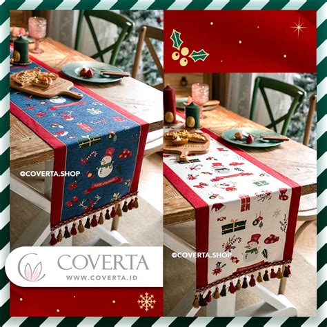 Jual Taplak Meja Natal Premium Series Motif Snowman Table Runner