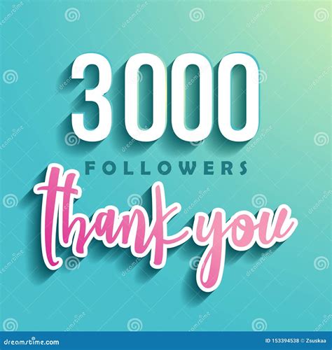 3000 Followers Vector Greeting Social Card Thank You Followers